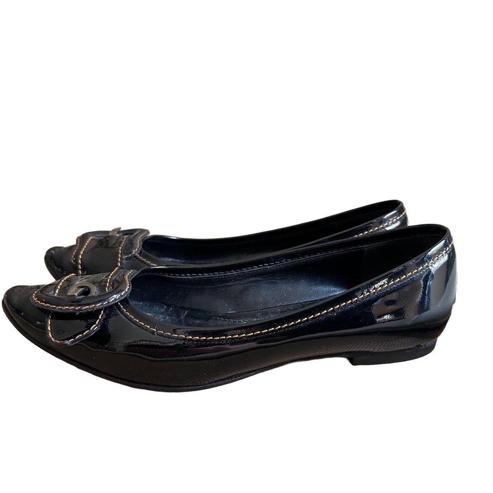 Fendi B. Buckle Ballet Flats in Black Patent